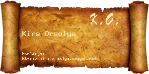 Kirs Orsolya névjegykártya